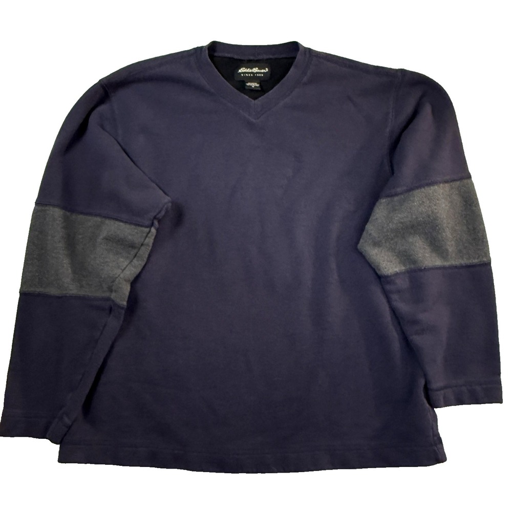 Eddie Bauer Sweatshirt Gorpcore Elbow Patch Vintage 90s Mens M Blue Crewneck